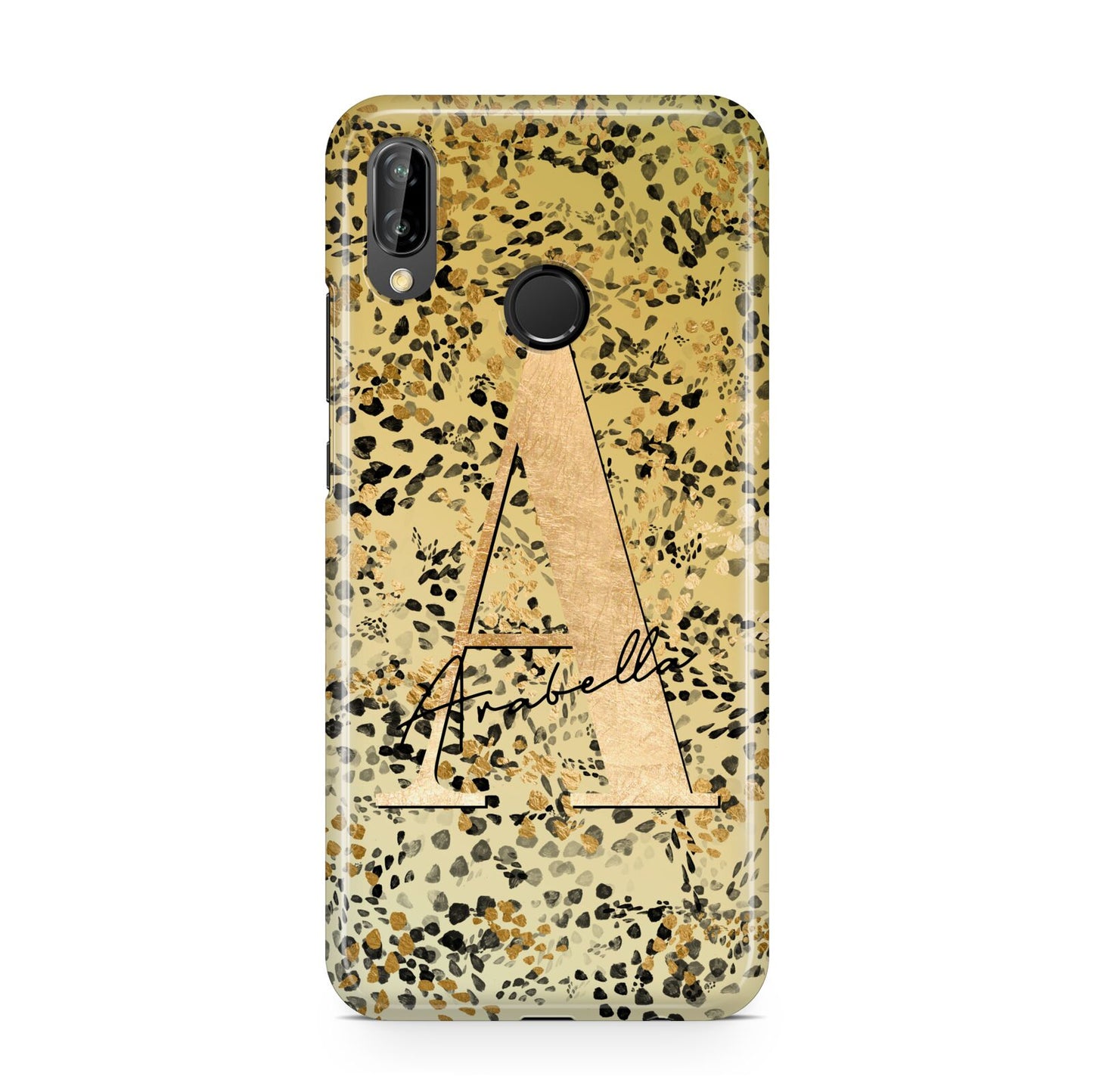 Personalised Gold Black Cheetah Huawei P20 Lite Phone Case