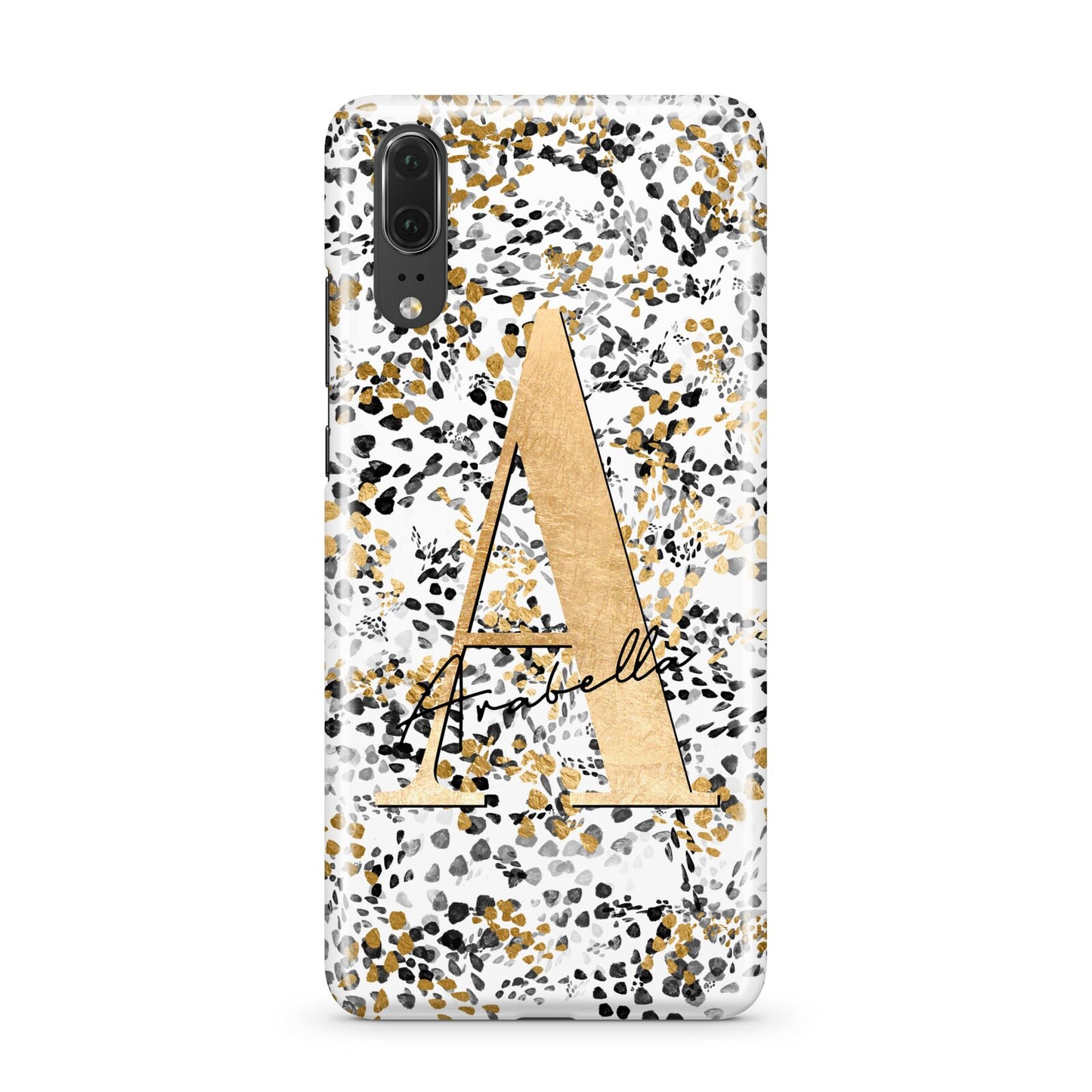 Personalised Gold Black Cheetah Huawei P20 Phone Case