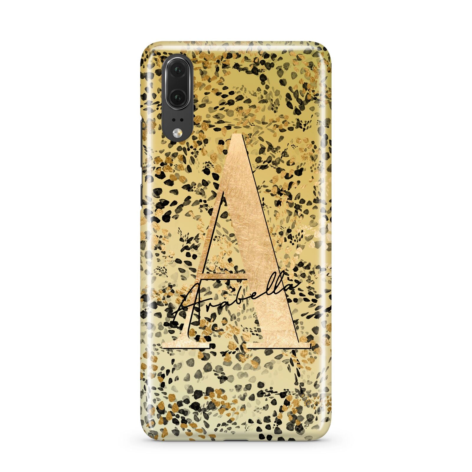 Personalised Gold Black Cheetah Huawei P20 Phone Case