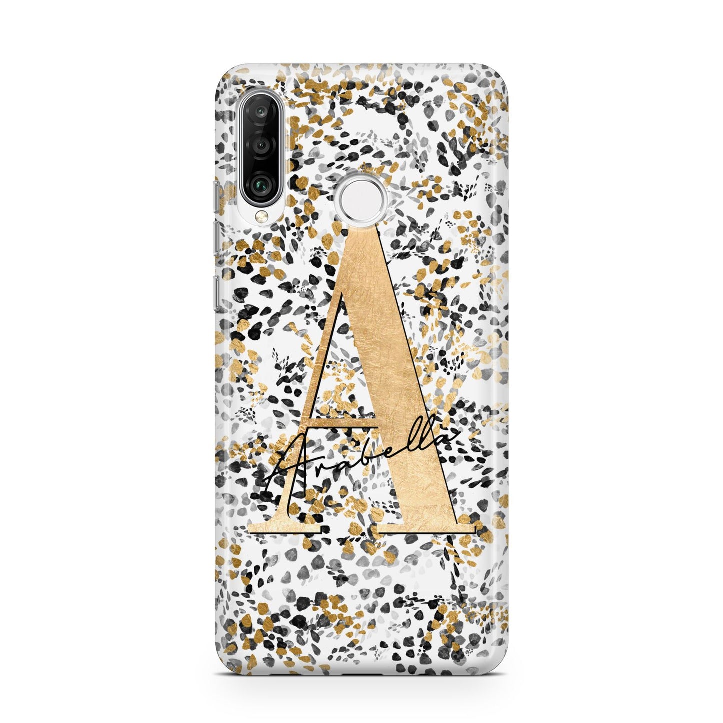 Personalised Gold Black Cheetah Huawei P30 Lite Phone Case