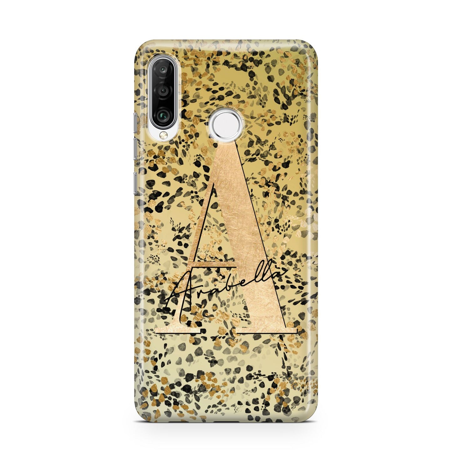 Personalised Gold Black Cheetah Huawei P30 Lite Phone Case