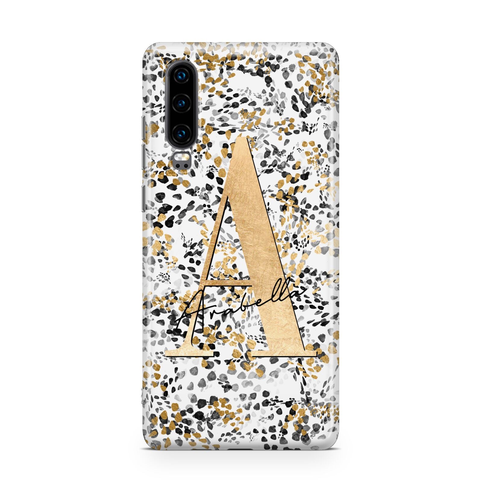 Personalised Gold Black Cheetah Huawei P30 Phone Case