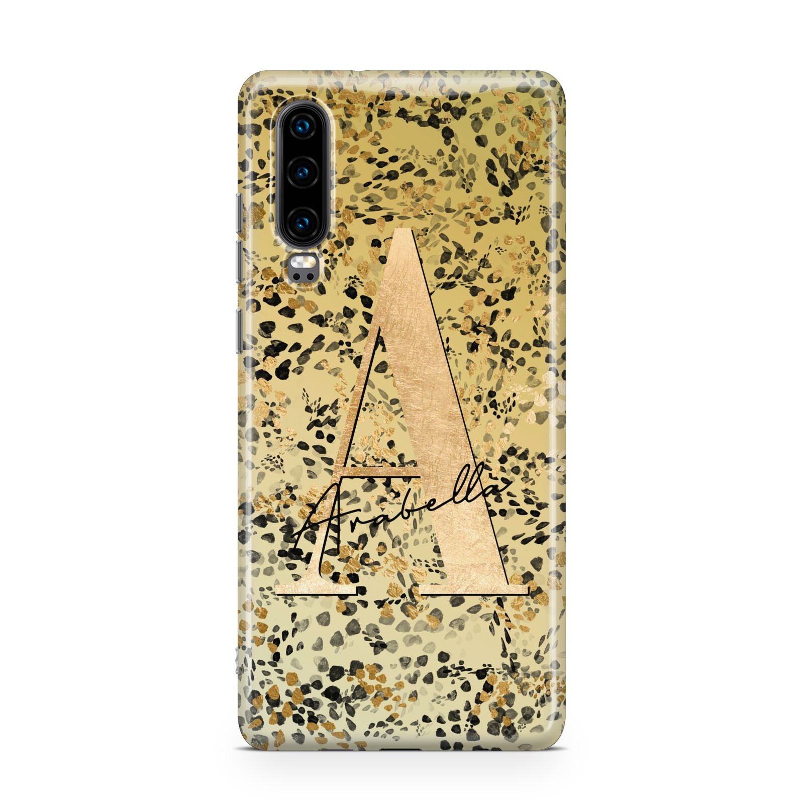 Personalised Gold Black Cheetah Huawei P30 Phone Case