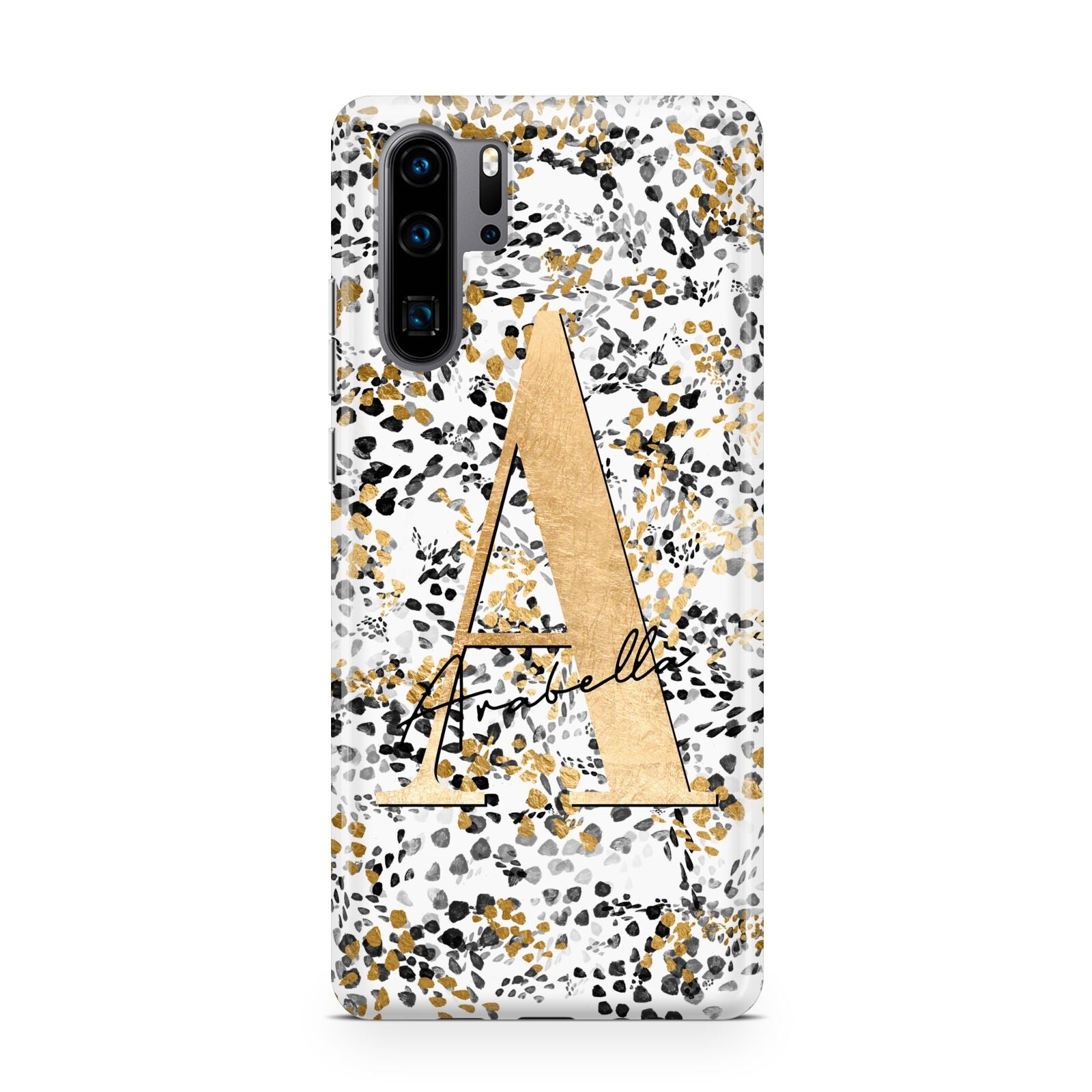 Personalised Gold Black Cheetah Huawei P30 Pro Phone Case