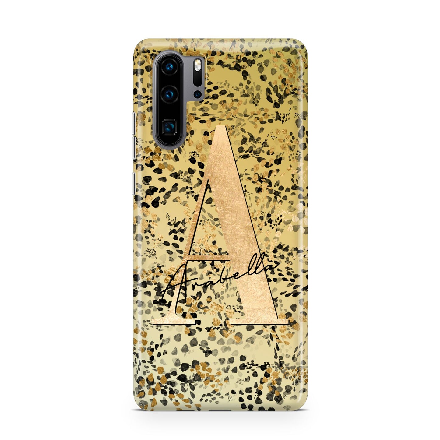 Personalised Gold Black Cheetah Huawei P30 Pro Phone Case