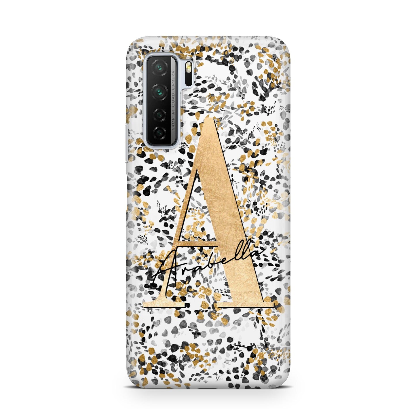 Personalised Gold Black Cheetah Huawei P40 Lite 5G Phone Case