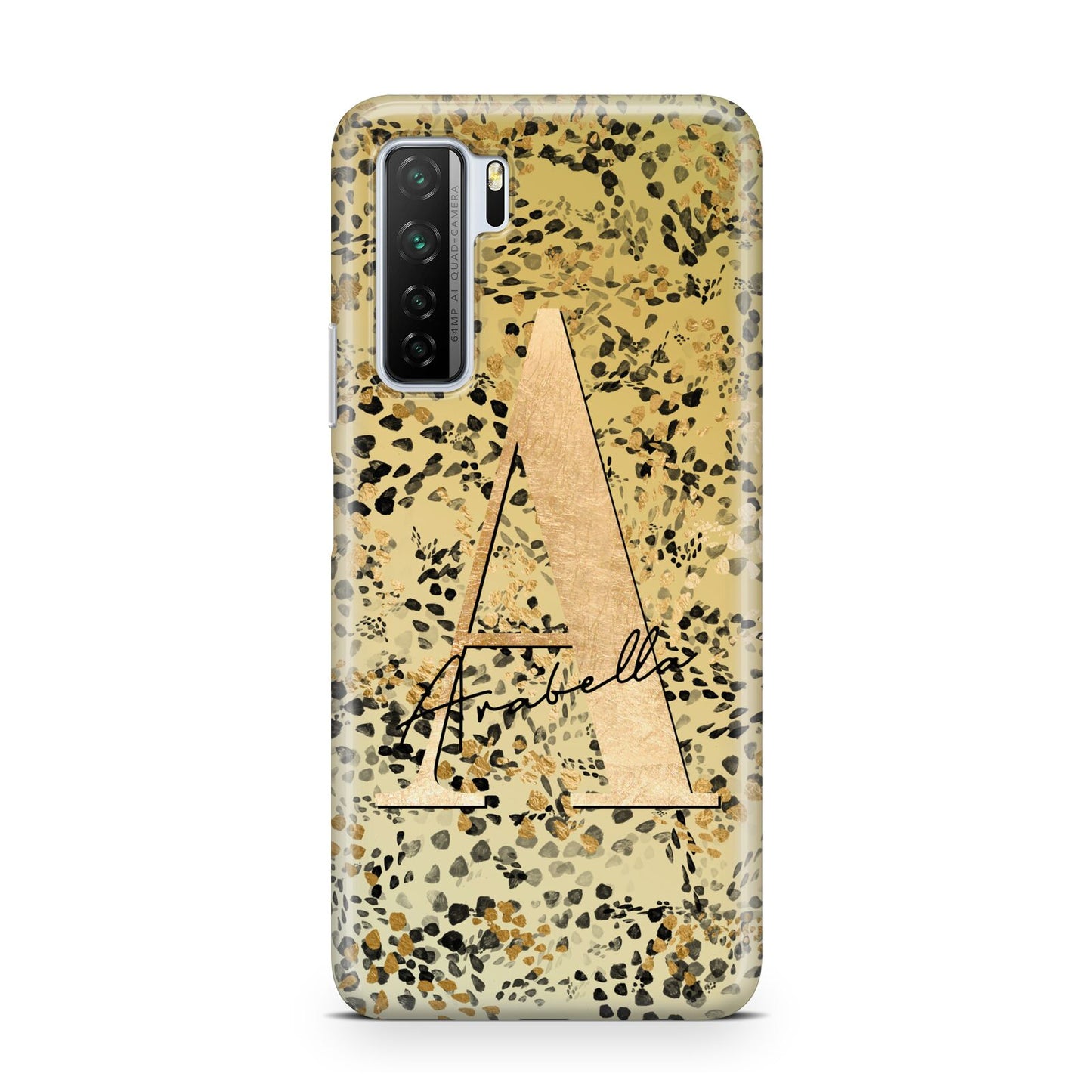 Personalised Gold Black Cheetah Huawei P40 Lite 5G Phone Case