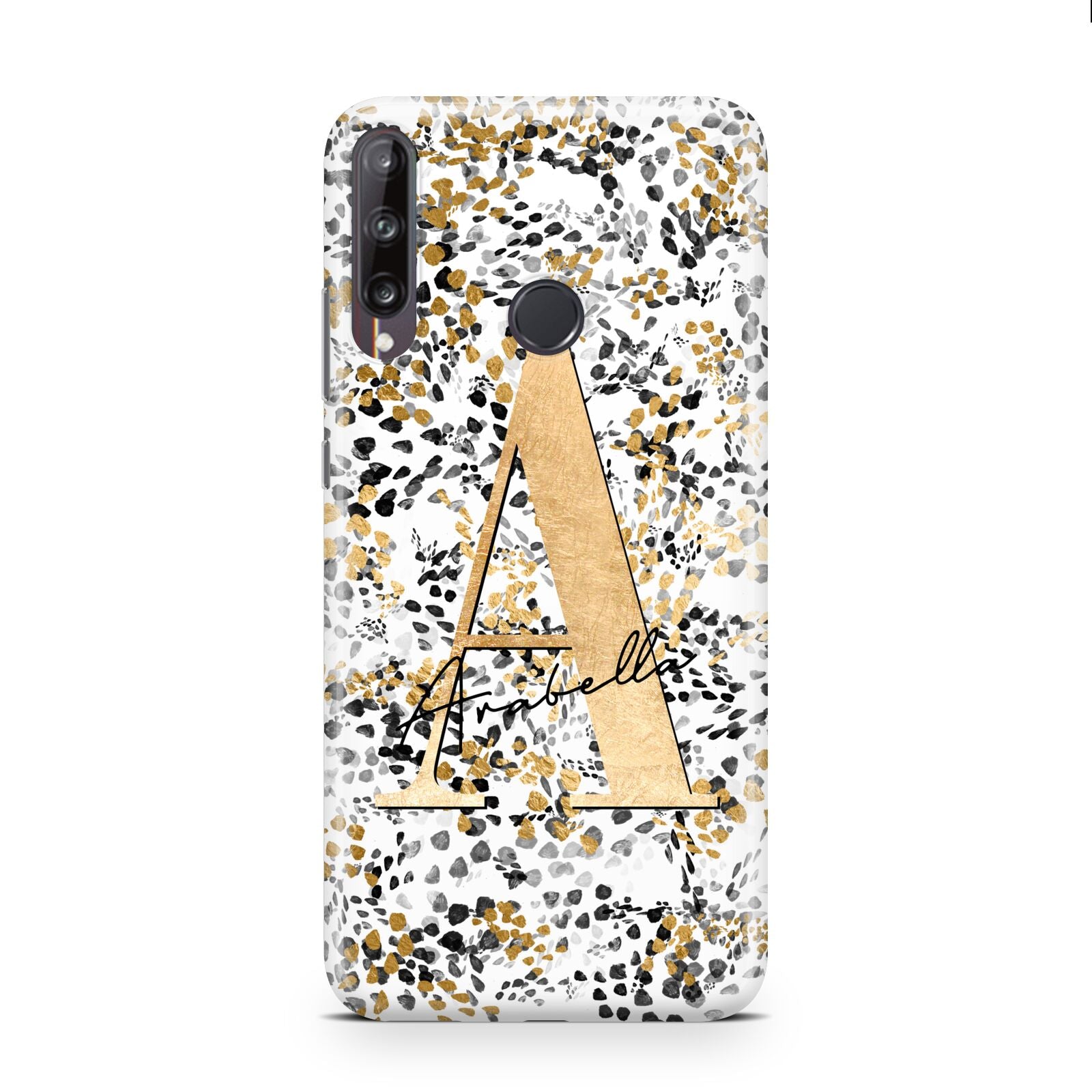 Personalised Gold Black Cheetah Huawei P40 Lite E Phone Case