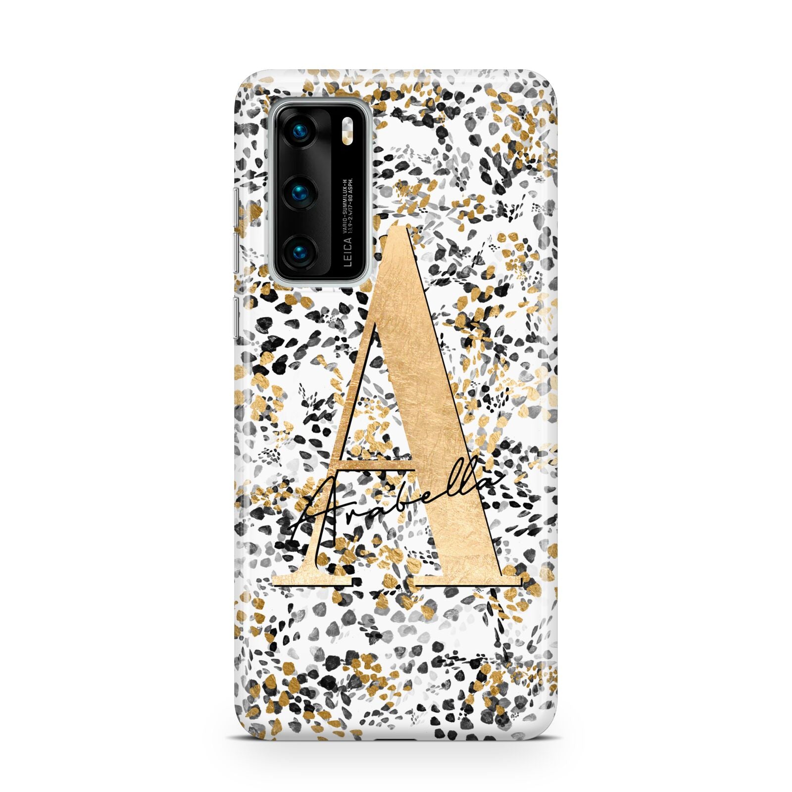 Personalised Gold Black Cheetah Huawei P40 Phone Case