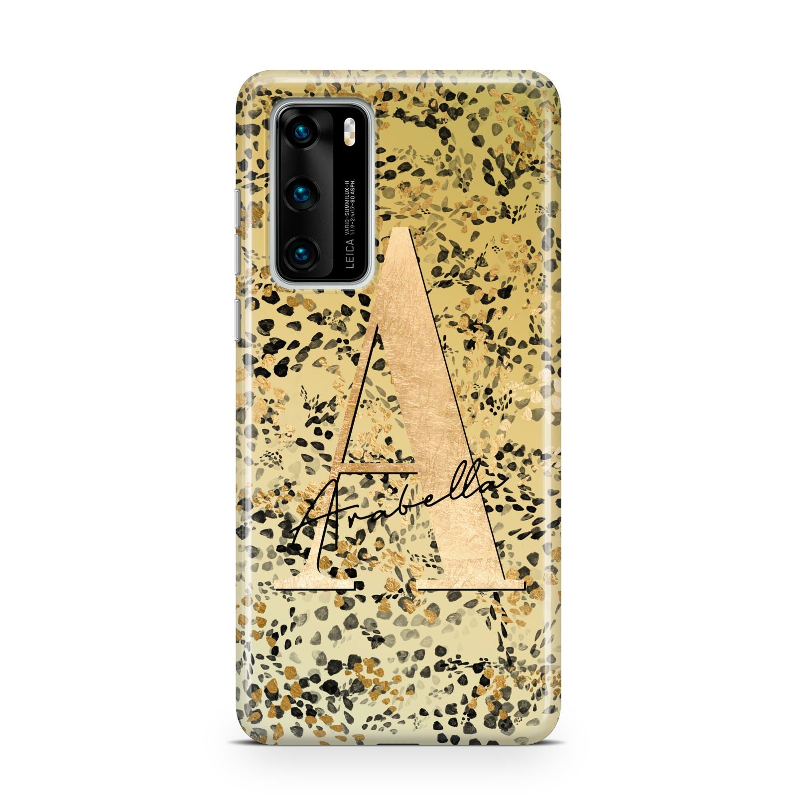 Personalised Gold Black Cheetah Huawei P40 Phone Case