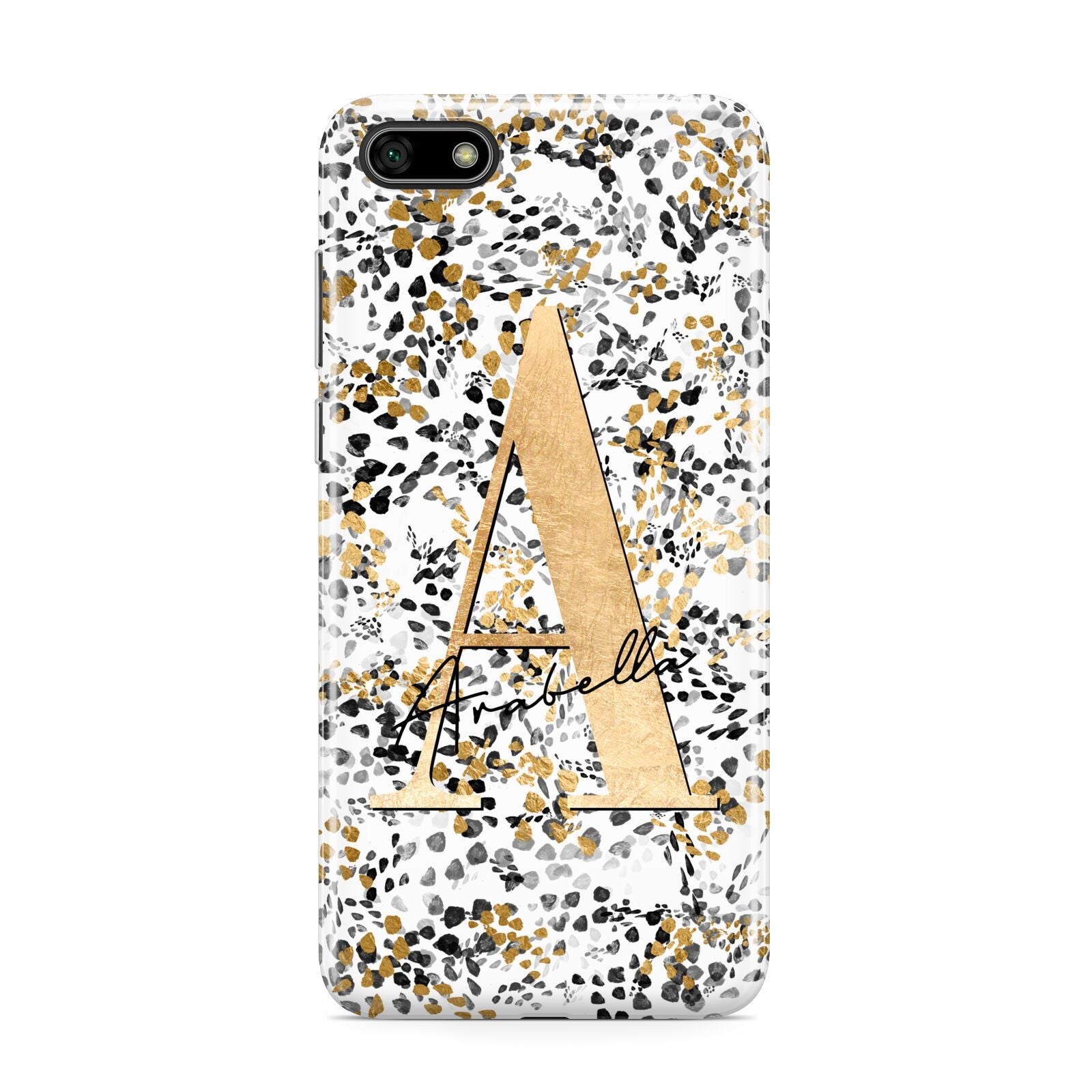 Personalised Gold Black Cheetah Huawei Y5 Prime 2018 Phone Case