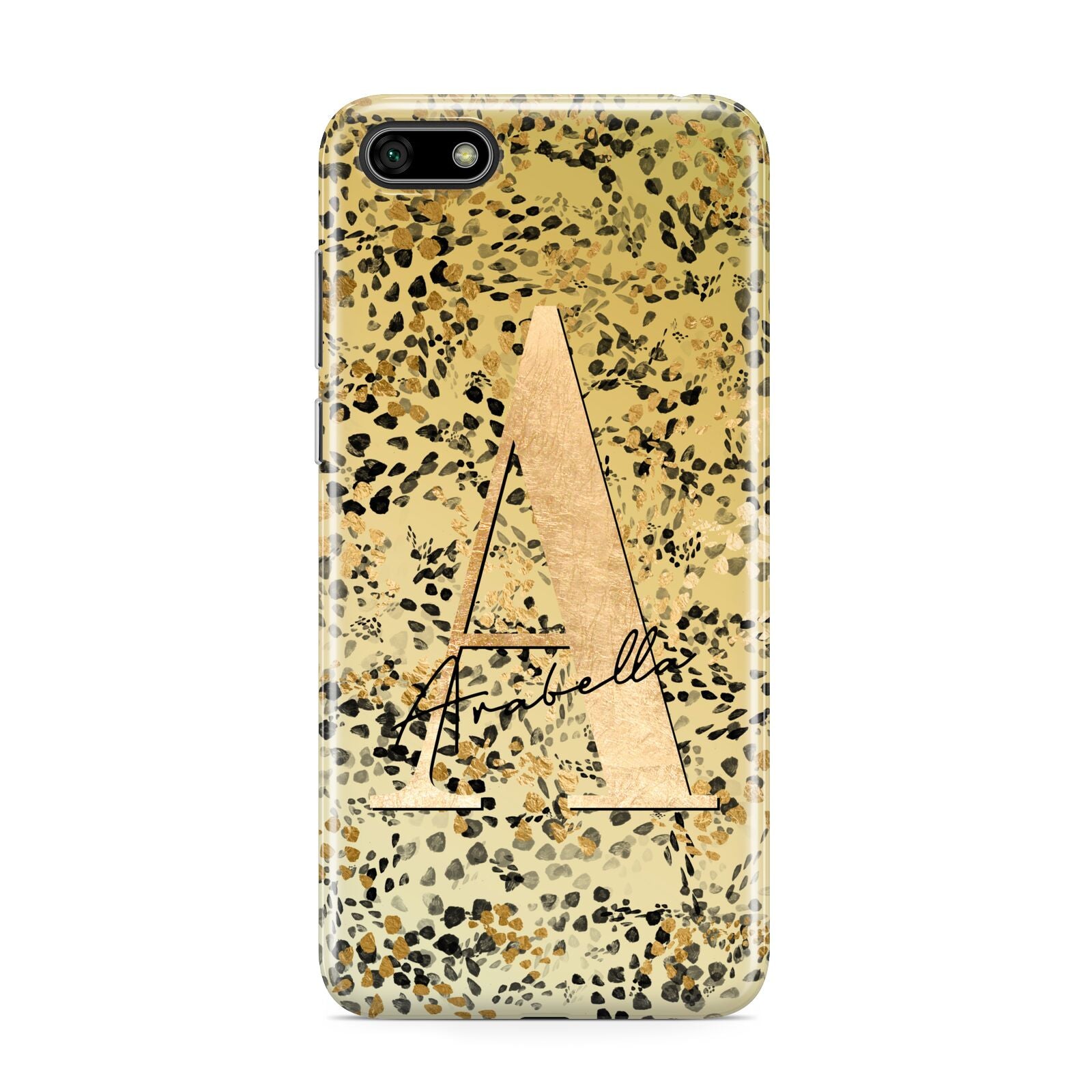 Personalised Gold Black Cheetah Huawei Y5 Prime 2018 Phone Case