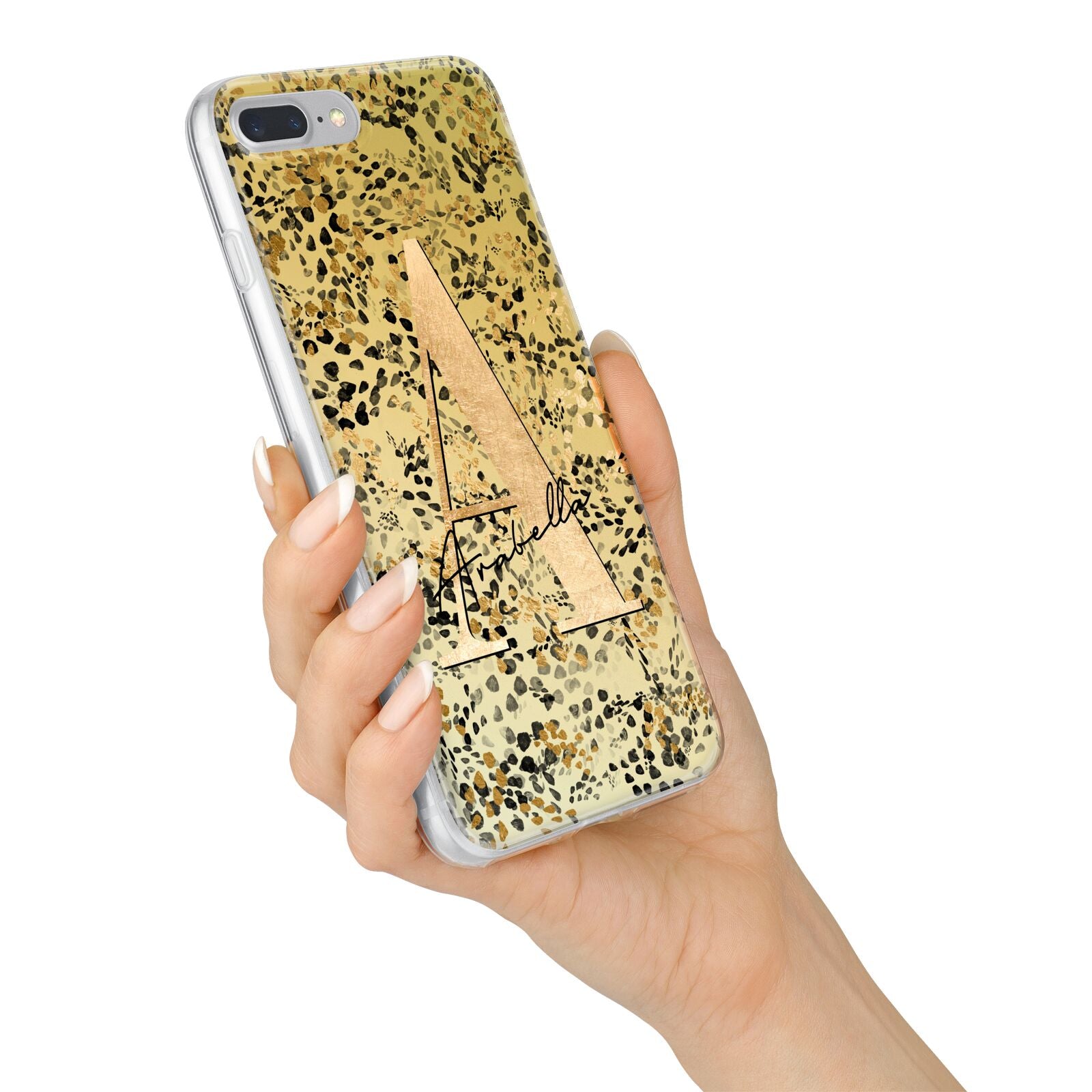 Personalised Gold Black Cheetah iPhone 7 Plus Bumper Case on Silver iPhone Alternative Image