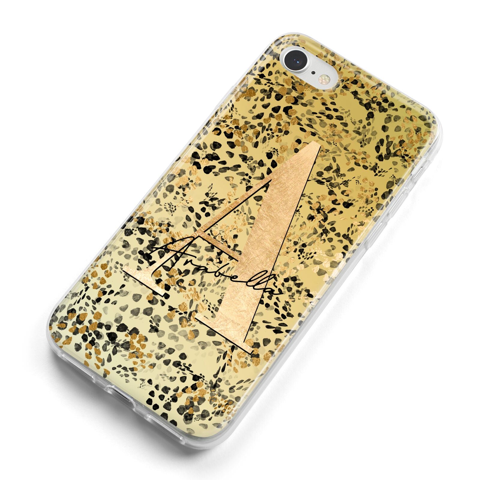 Personalised Gold Black Cheetah iPhone 8 Bumper Case on Silver iPhone Alternative Image