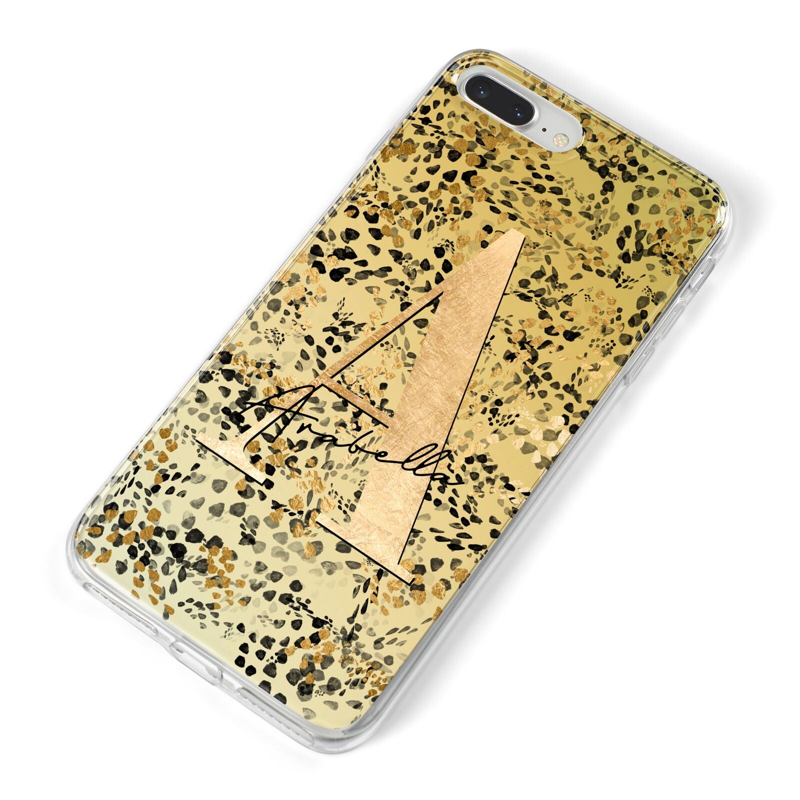 Personalised Gold Black Cheetah iPhone 8 Plus Bumper Case on Silver iPhone Alternative Image