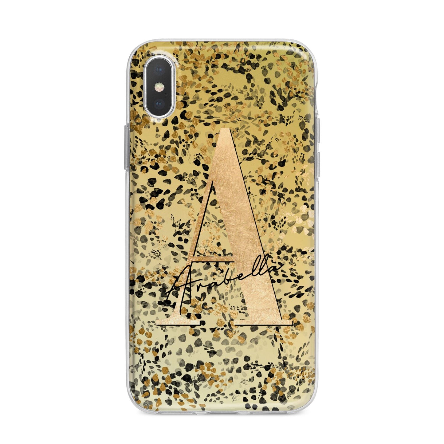 Personalised Gold Black Cheetah iPhone X Bumper Case on Silver iPhone Alternative Image 1