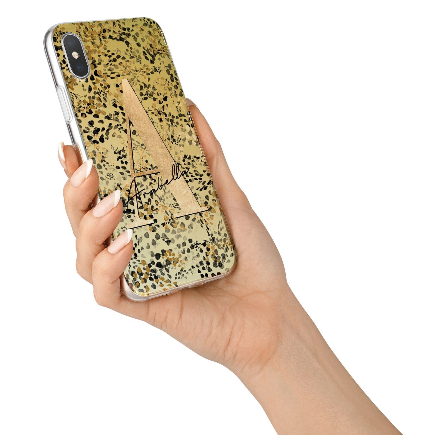 Personalised Gold Black Cheetah iPhone X Bumper Case on Silver iPhone Alternative Image 2