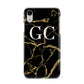 Personalised Gold Black Marble Monogram Apple iPhone XR White 3D Snap Case