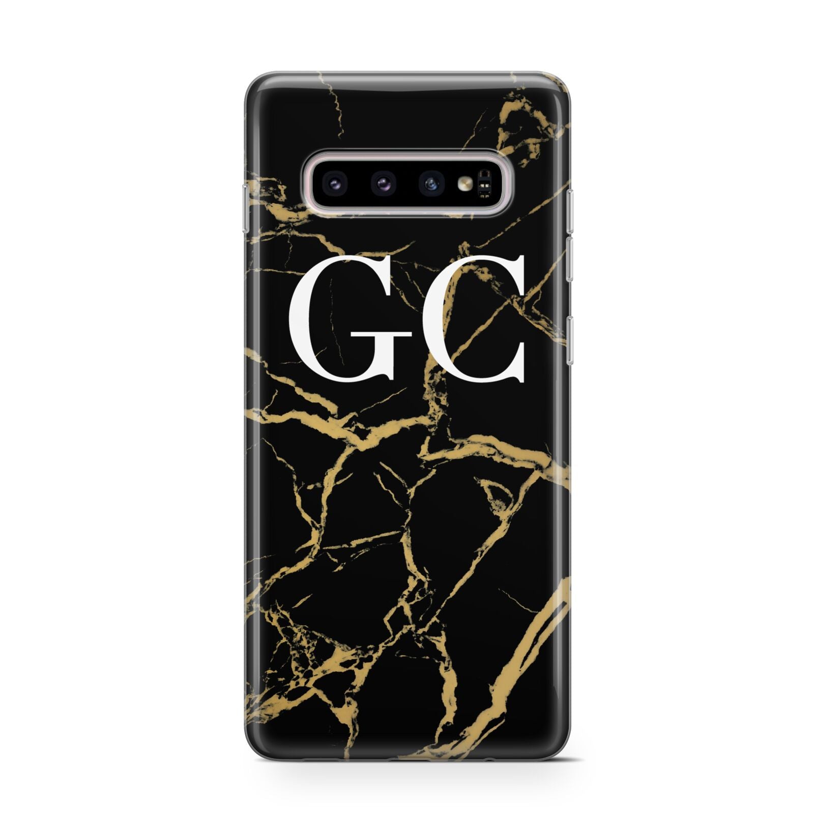 Personalised Gold Black Marble Monogram Protective Samsung Galaxy Case