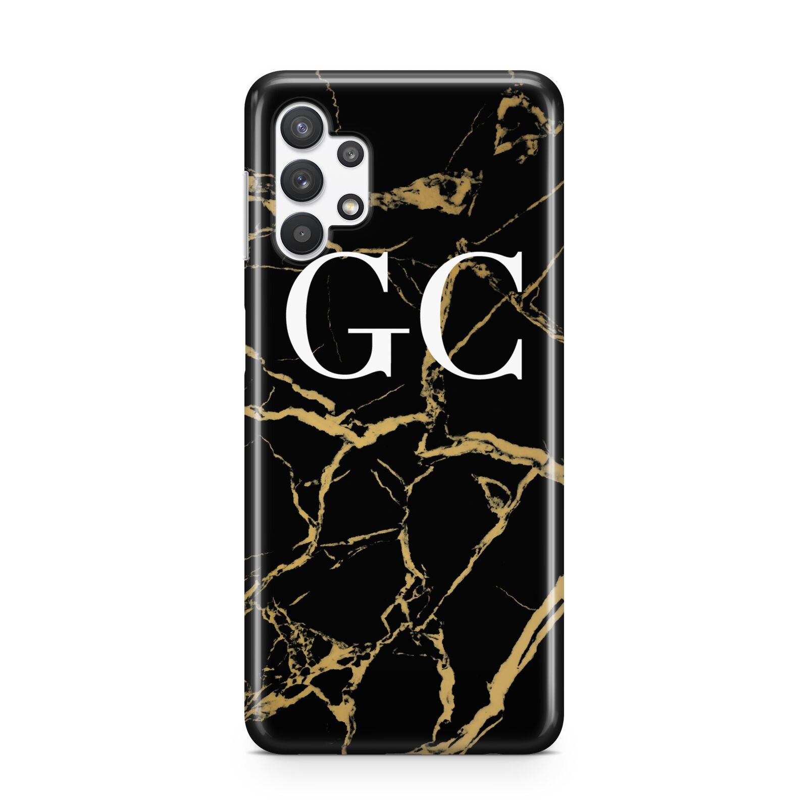 Personalised Gold Black Marble Monogram Samsung A32 5G Case