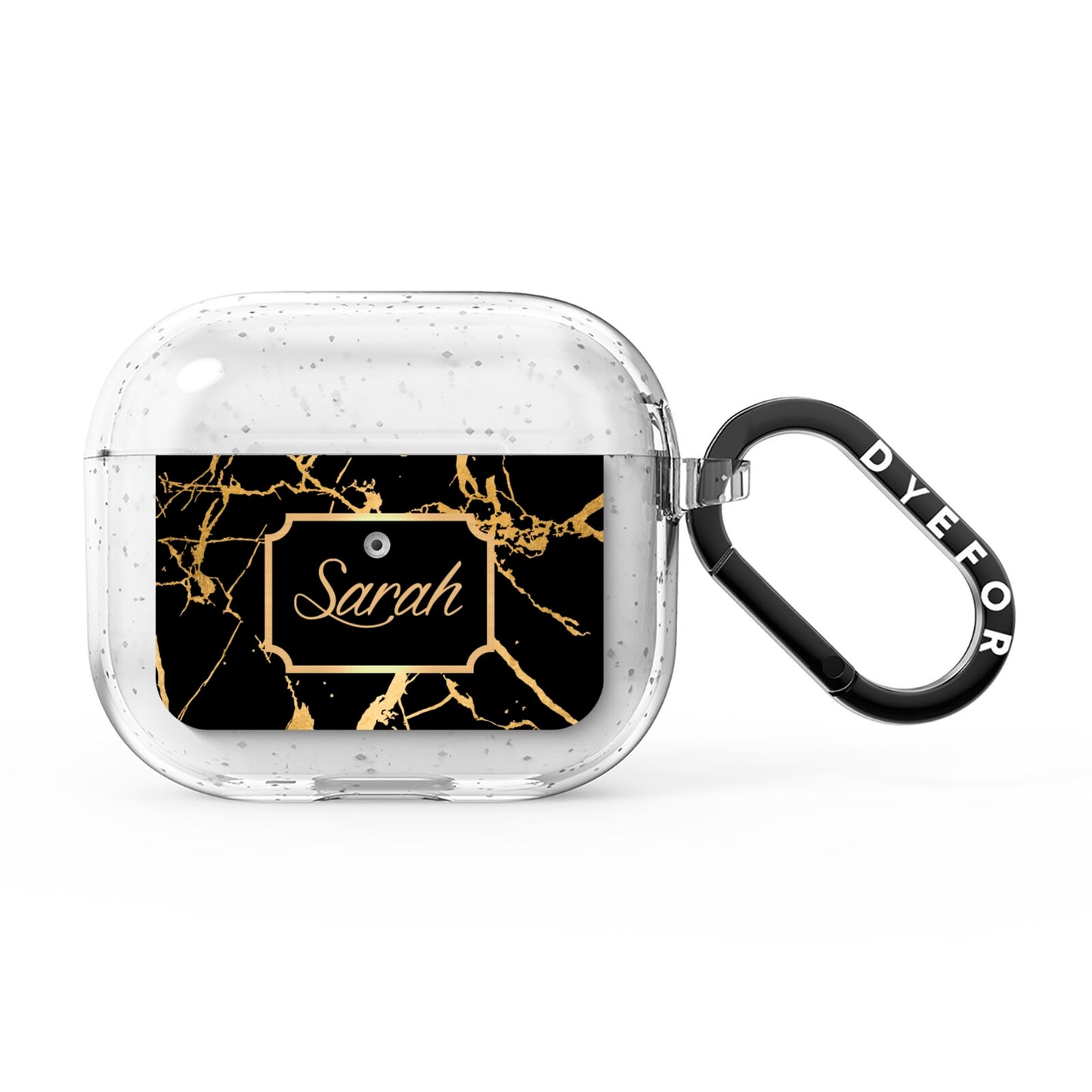 Personalised Gold Black Marble Name AirPods Glitter Case 3rd Gen