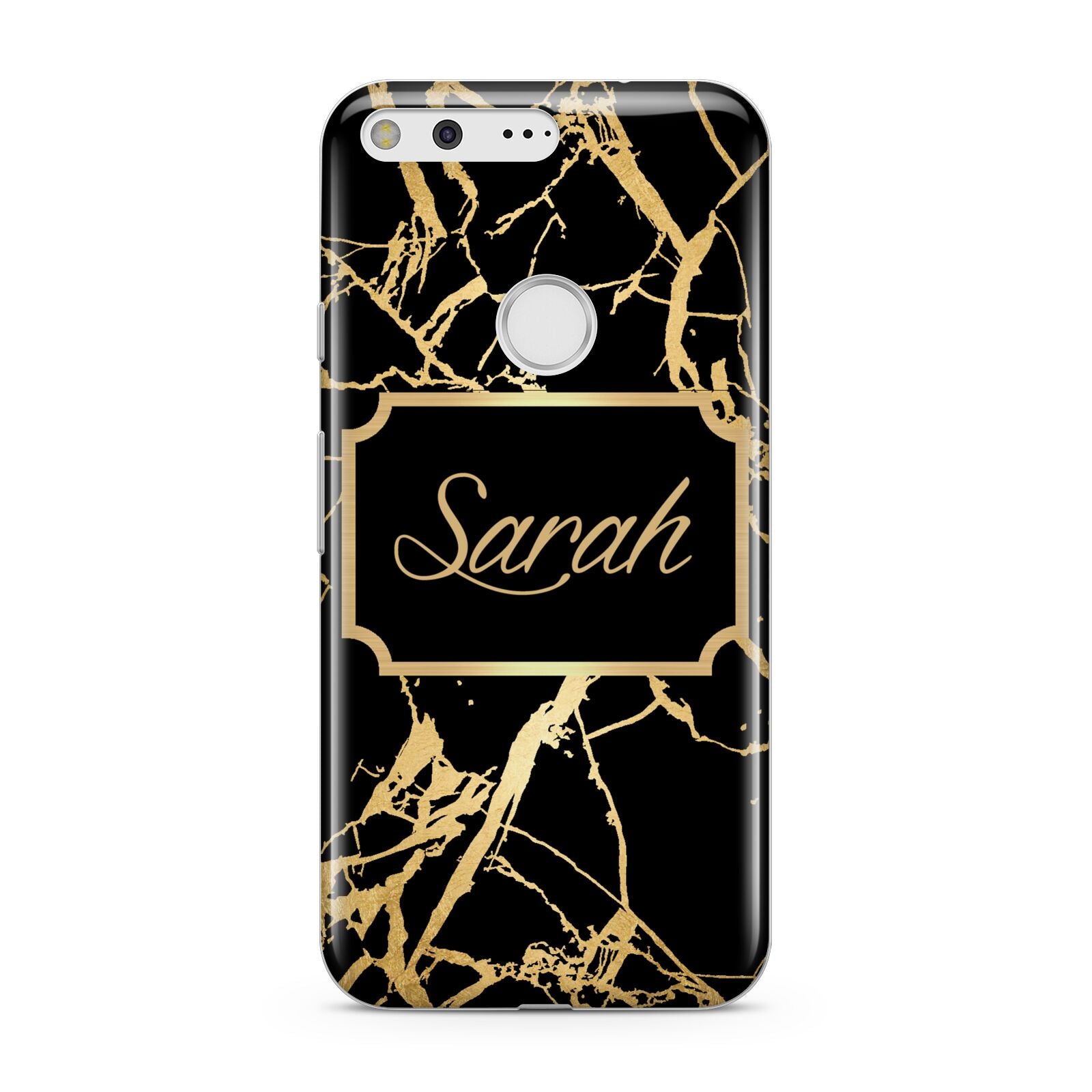 Personalised Gold Black Marble Name Google Pixel Case