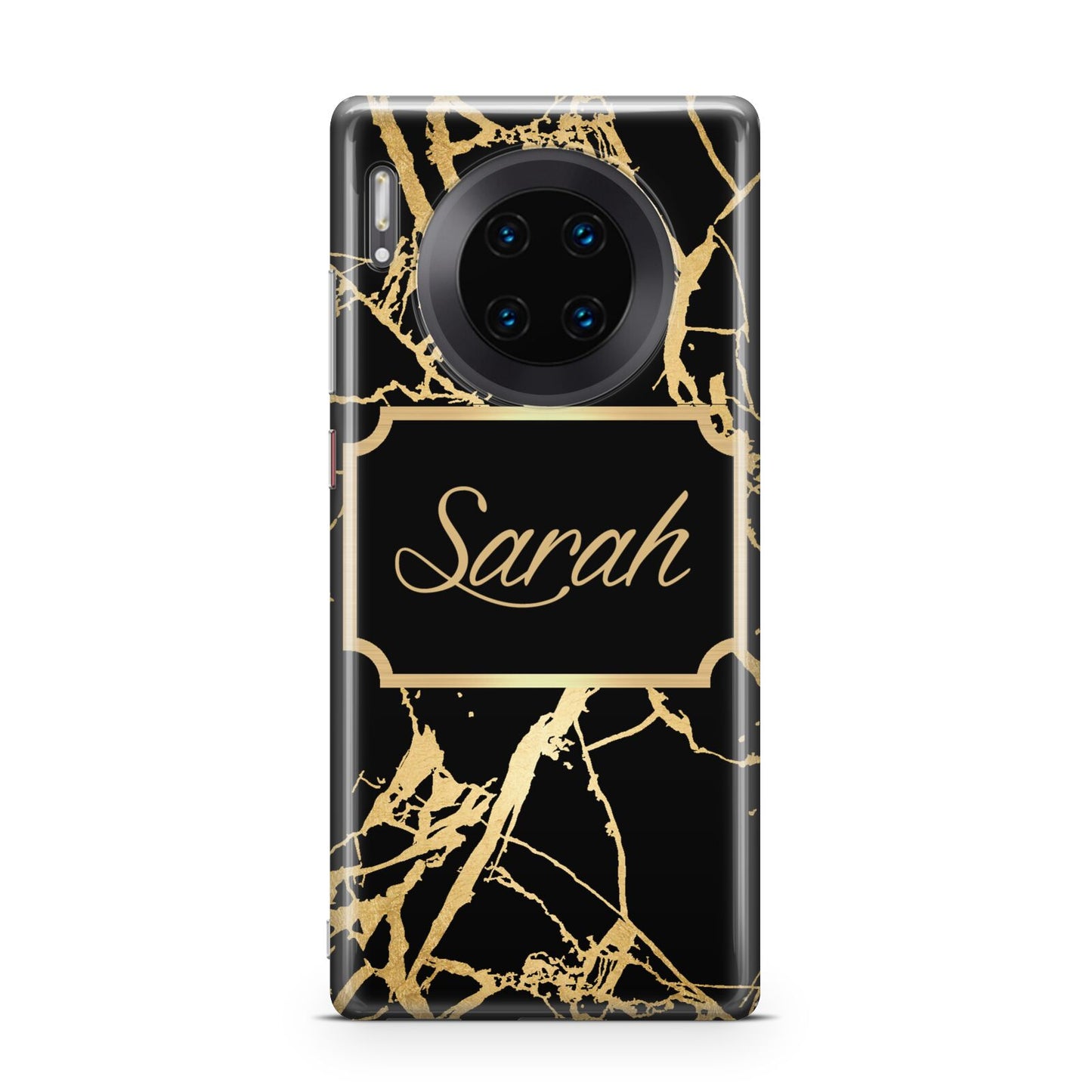 Personalised Gold Black Marble Name Huawei Mate 30 Pro Phone Case
