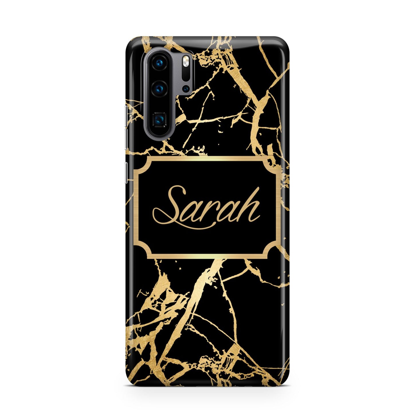 Personalised Gold Black Marble Name Huawei P30 Pro Phone Case