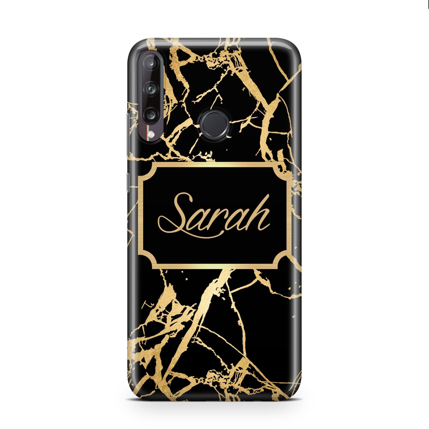 Personalised Gold Black Marble Name Huawei P40 Lite E Phone Case