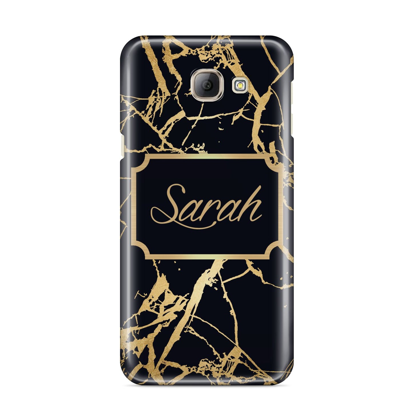 Personalised Gold Black Marble Name Samsung Galaxy A8 2016 Case