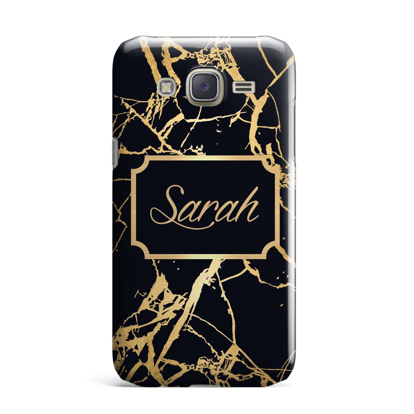 Personalised Gold Black Marble Name Samsung Galaxy J7 Case