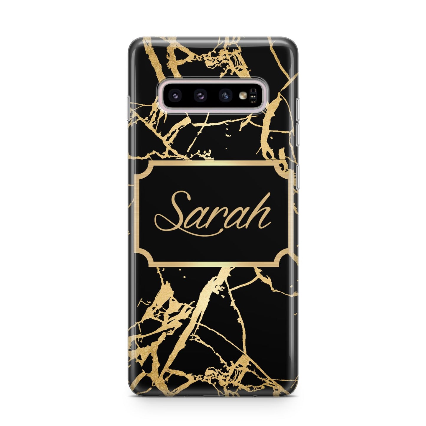 Personalised Gold Black Marble Name Samsung Galaxy S10 Plus Case