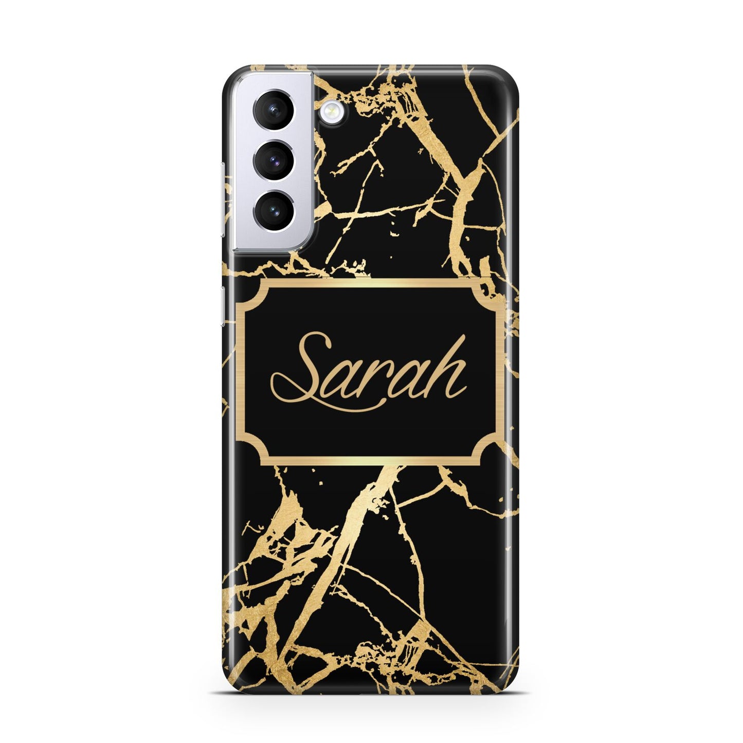 Personalised Gold Black Marble Name Samsung S21 Plus Phone Case