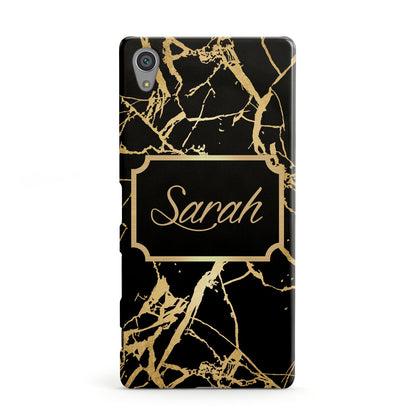 Personalised Gold Black Marble Name Sony Xperia Case