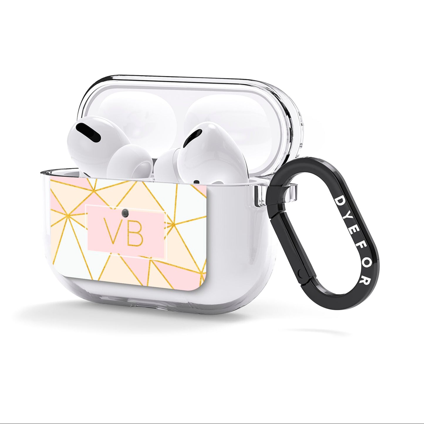 Personalised Gold Initials Geometric AirPods Clear Case 3rd Gen Side Image