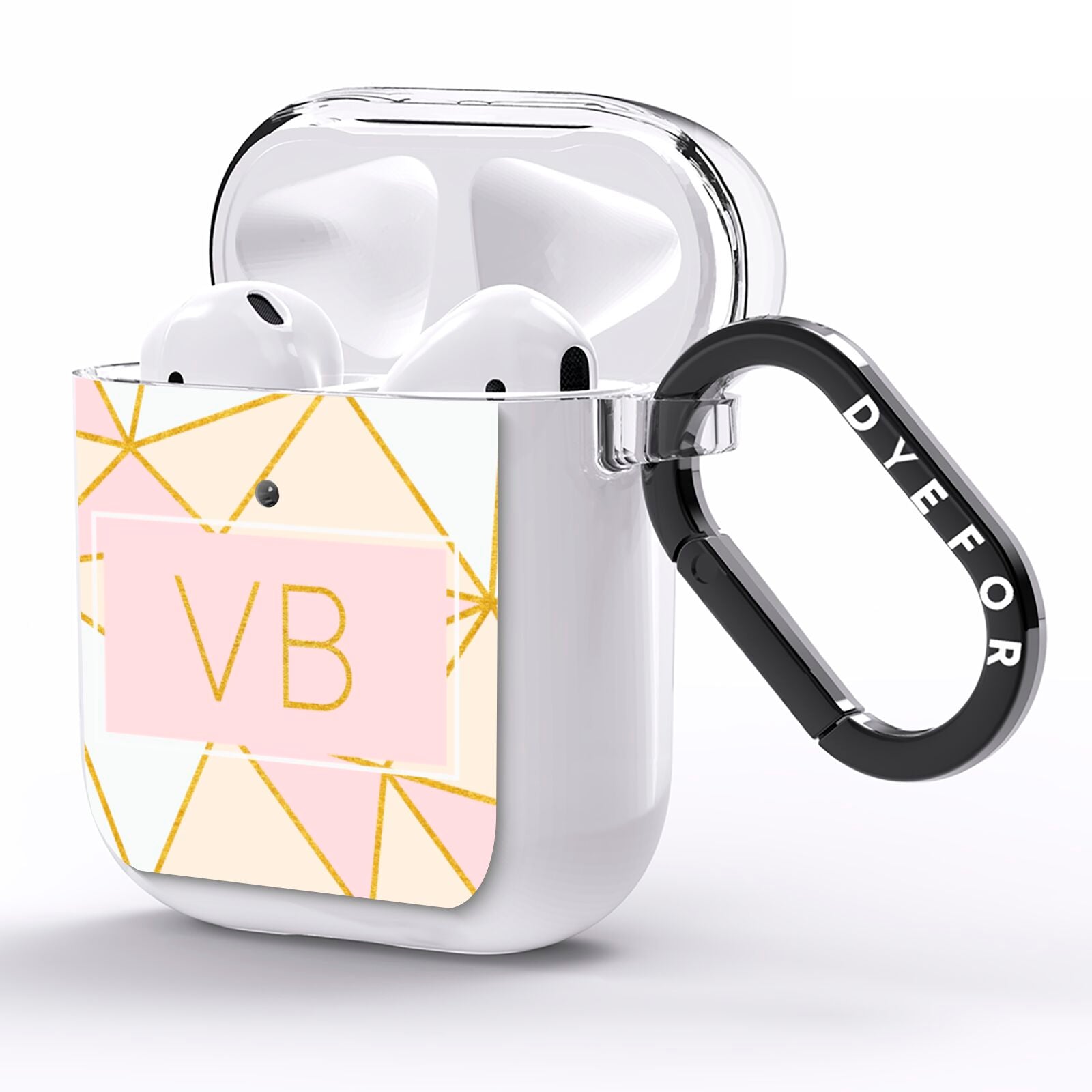 Personalised Gold Initials Geometric AirPods Clear Case Side Image