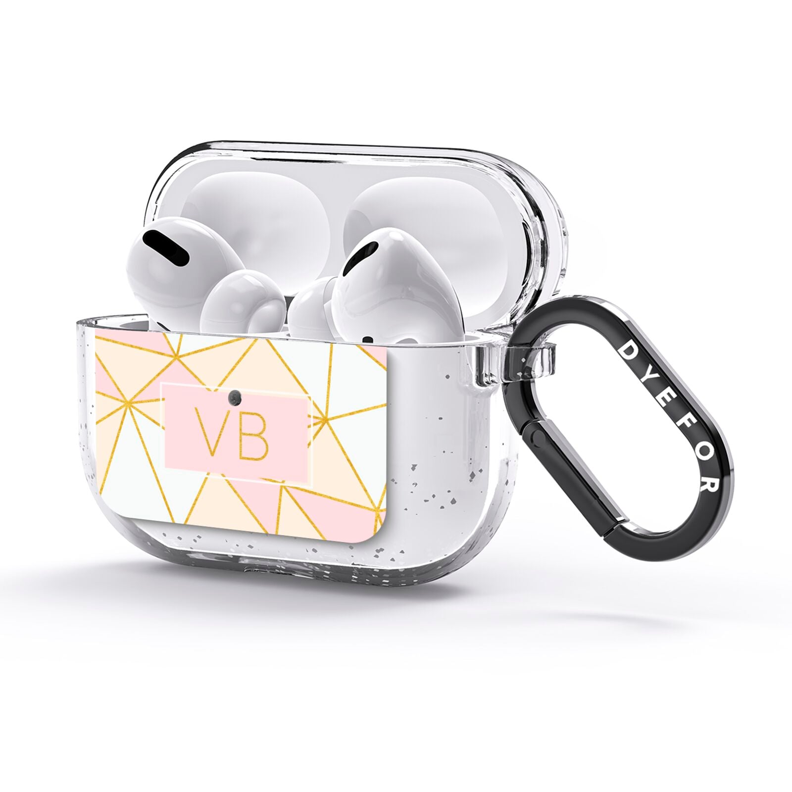 Personalised Gold Initials Geometric AirPods Glitter Case 3rd Gen Side Image