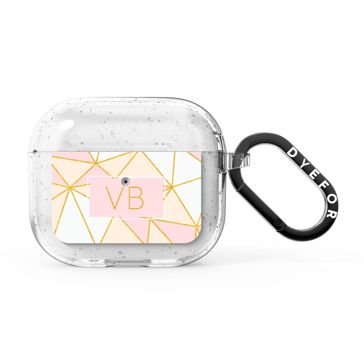 Personalised Gold Initials Geometric AirPods Glitter Case 3rd Gen