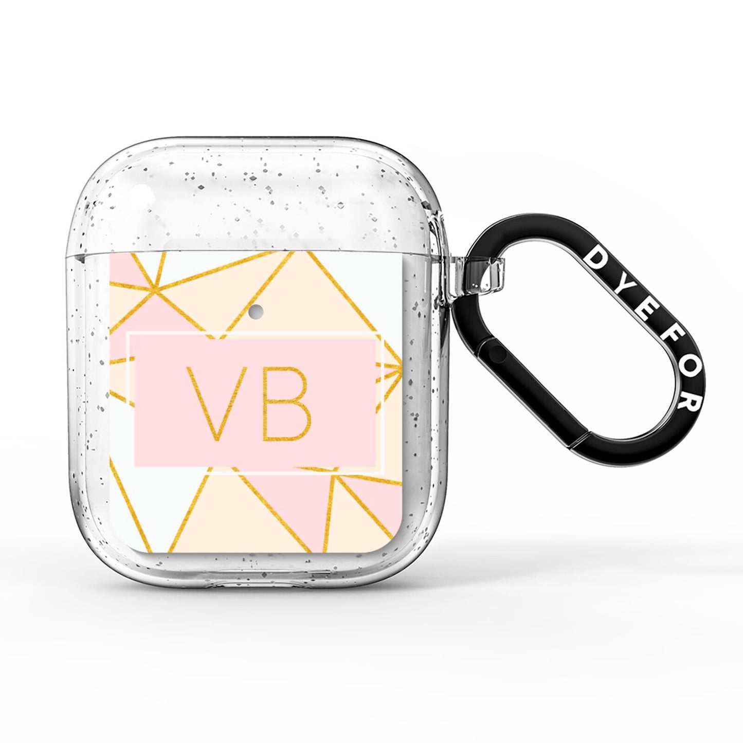 Personalised Gold Initials Geometric AirPods Glitter Case