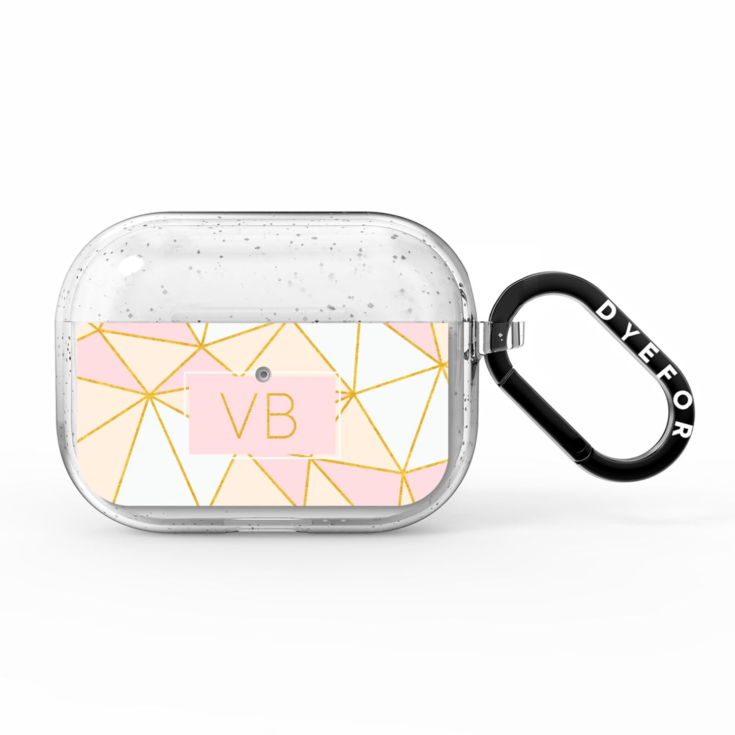 Personalised Gold Initials Geometric AirPods Pro Glitter Case