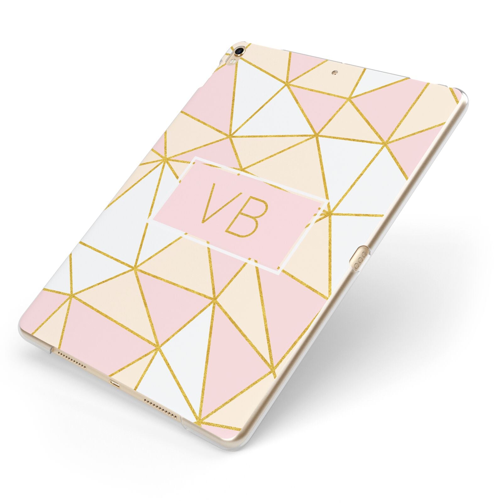 Personalised Gold Initials Geometric Apple iPad Case on Gold iPad Side View