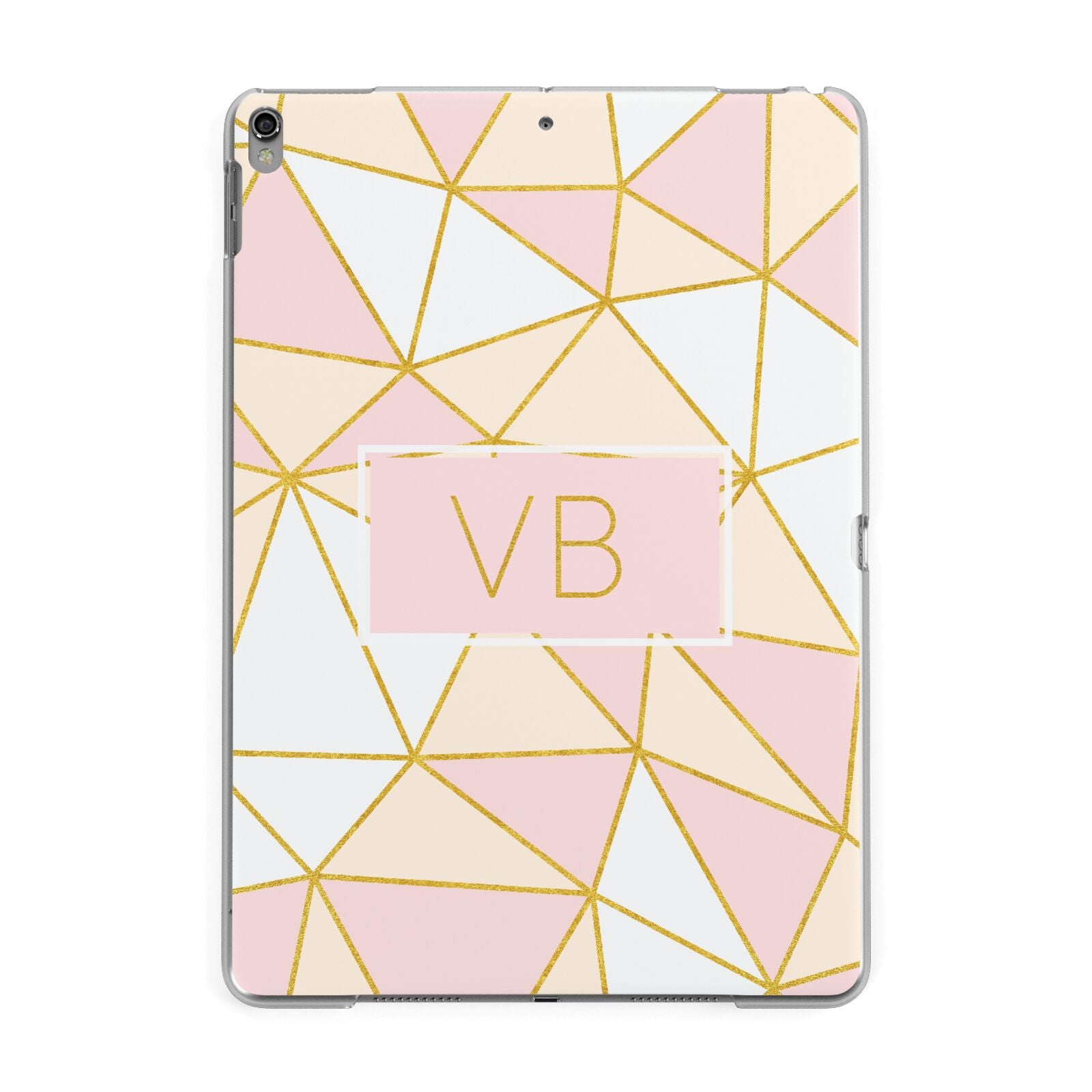 Personalised Gold Initials Geometric Apple iPad Grey Case