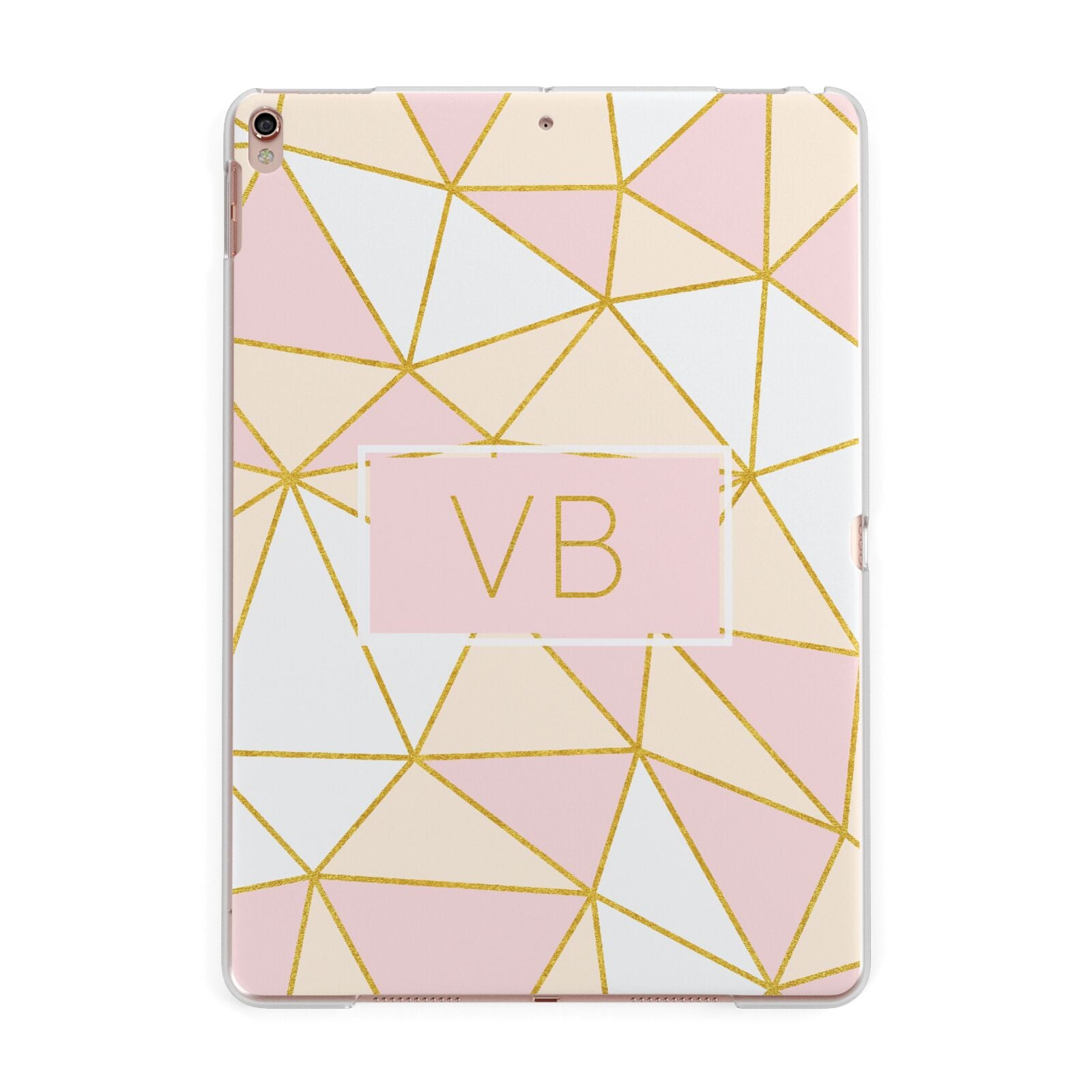 Personalised Gold Initials Geometric Apple iPad Rose Gold Case