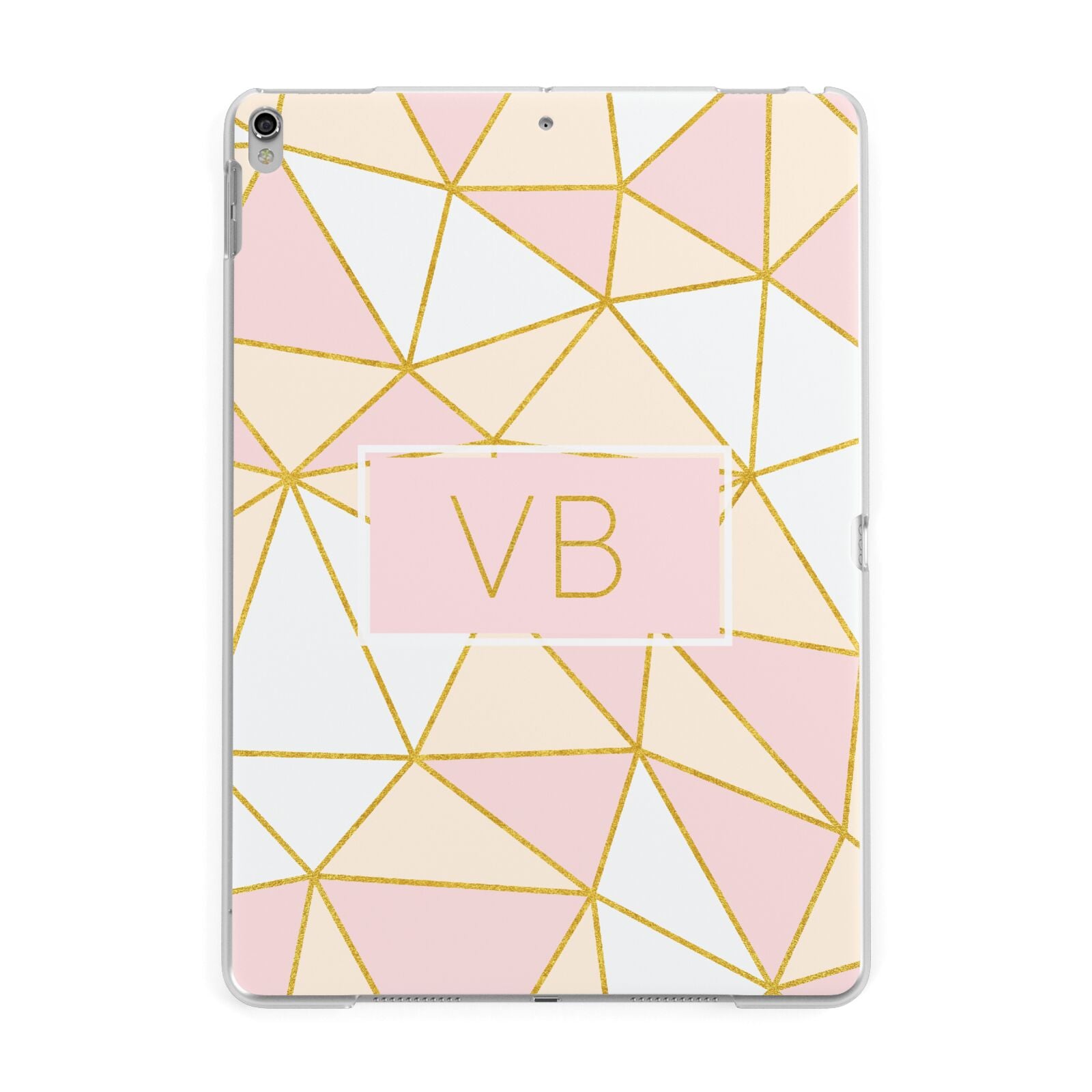 Personalised Gold Initials Geometric Apple iPad Silver Case