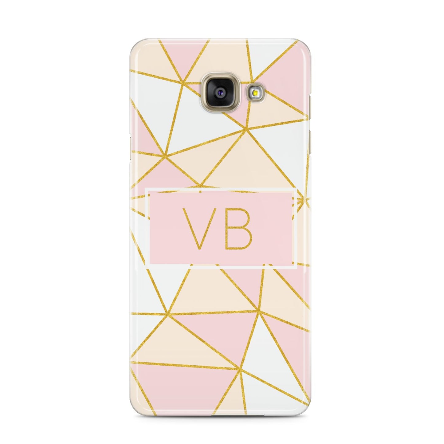 Personalised Gold Initials Geometric Samsung Galaxy A3 2016 Case on gold phone