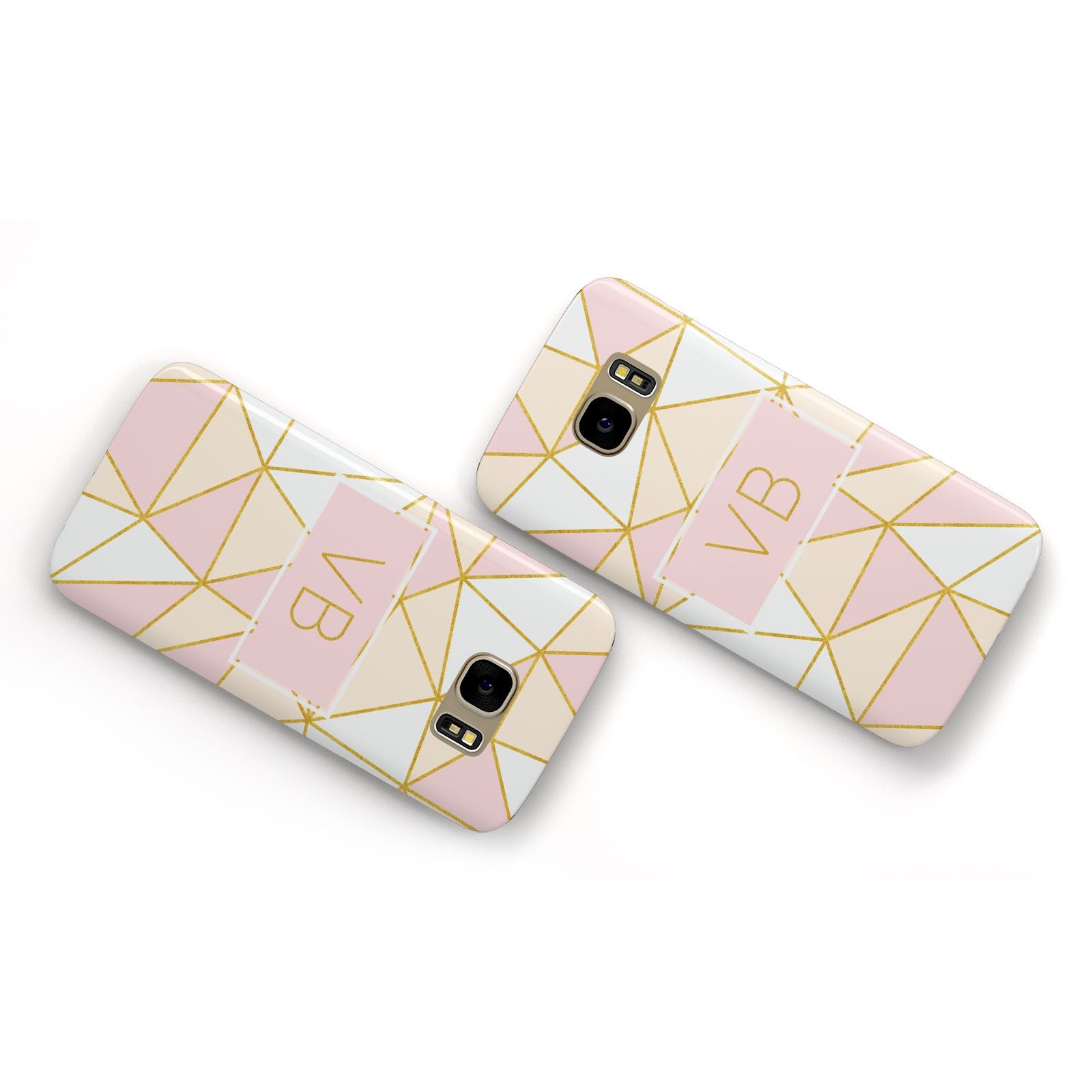 Personalised Gold Initials Geometric Samsung Galaxy Case Flat Overview