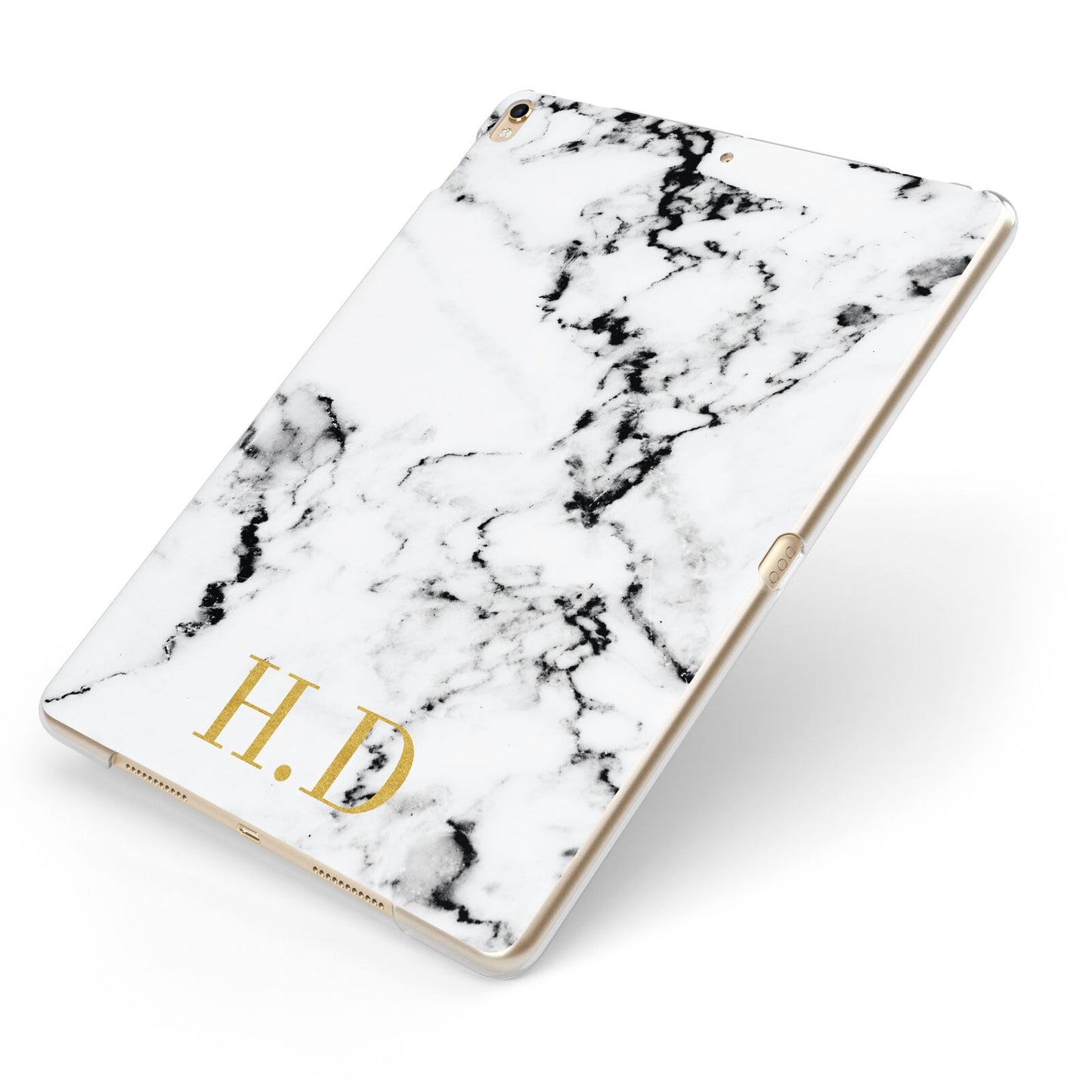 Personalised Gold Initials Marble New Apple iPad Case on Gold iPad Side View