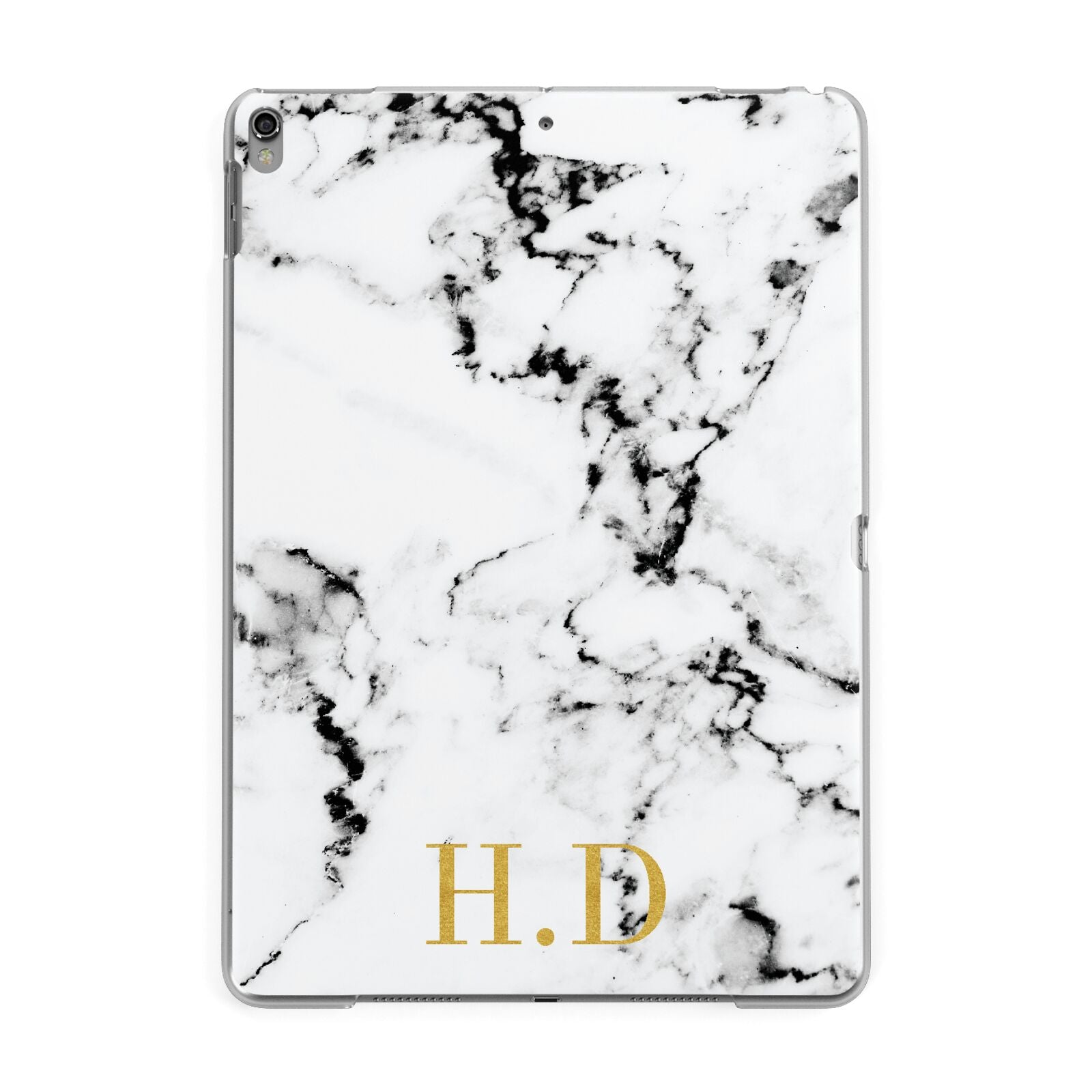 Personalised Gold Initials Marble New Apple iPad Grey Case