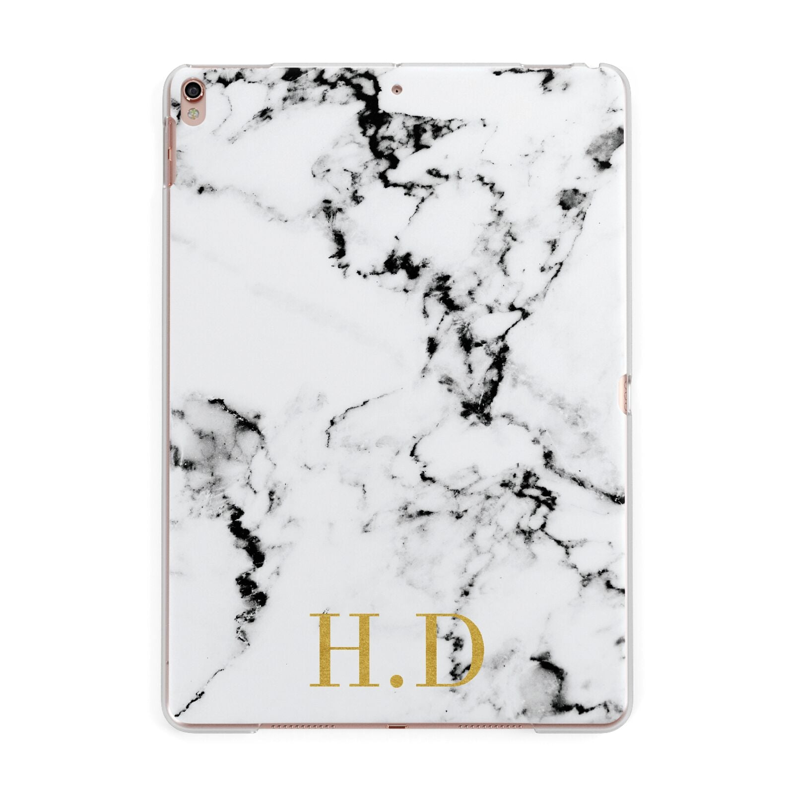 Personalised Gold Initials Marble New Apple iPad Rose Gold Case