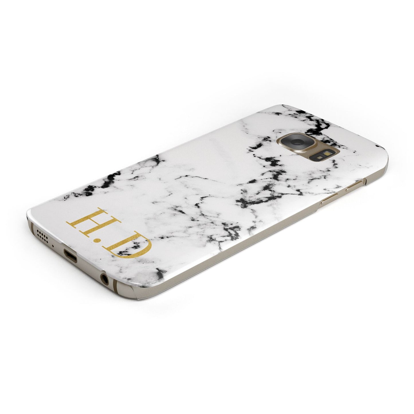 Personalised Gold Initials Marble New Protective Samsung Galaxy Case Angled Image